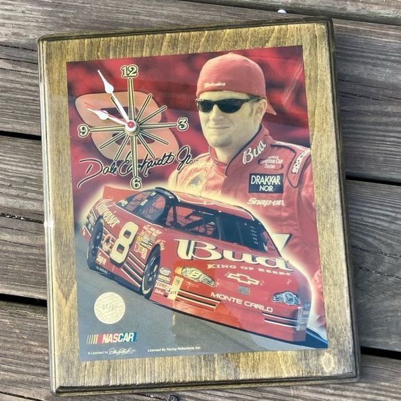 DALE EARNHARDT JR WOOD PLAQUE CLOCK NASCAR - Picture 1 of 6